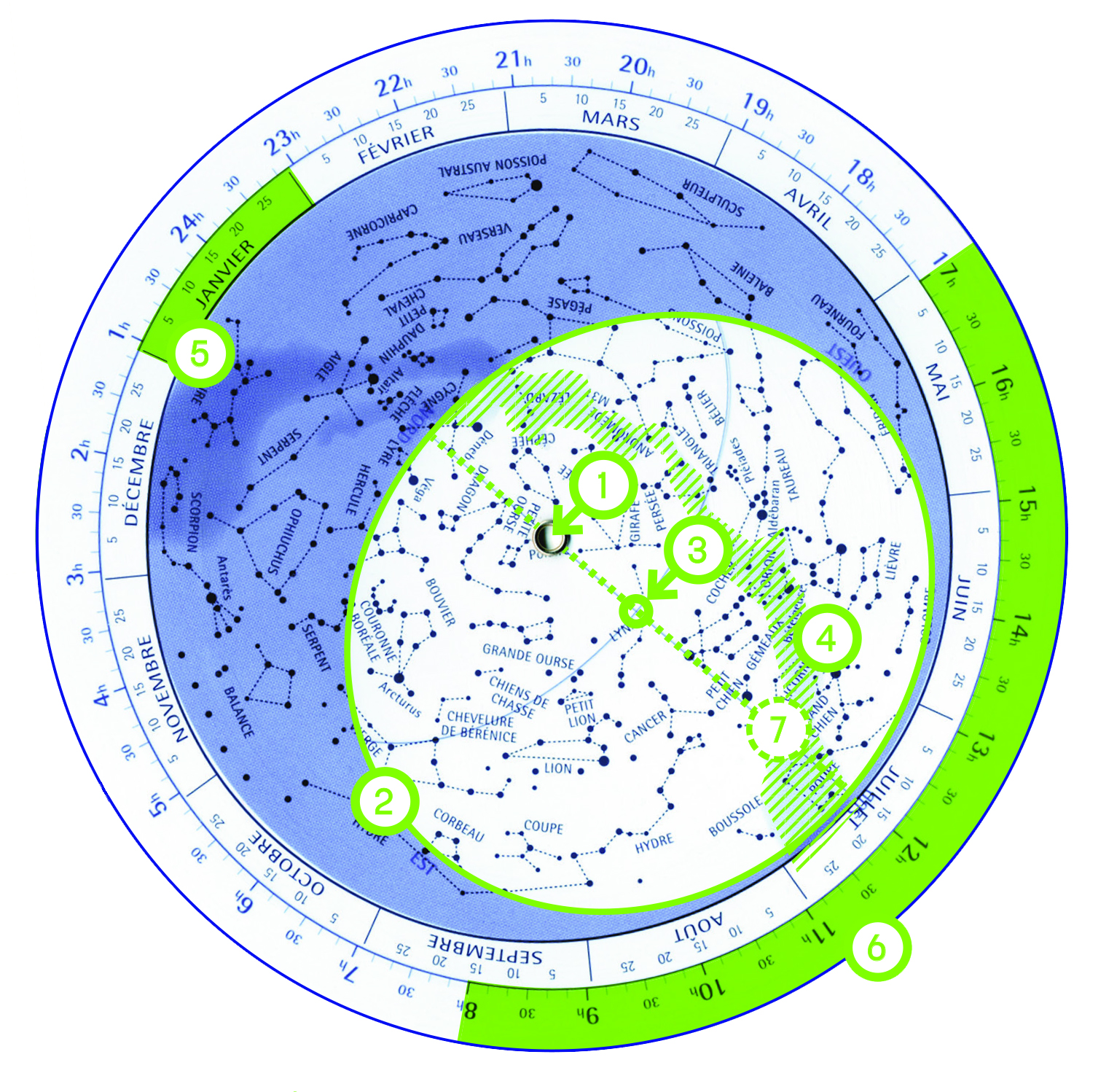 Porte-clés constellation gravé Carte du ciel étoilé version